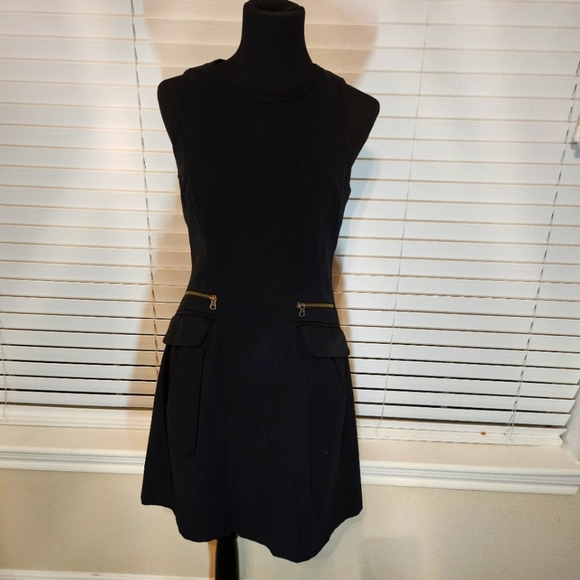 Nanette Lepore Black Mini Dress with Gold Accents - Picture 1 of 9
